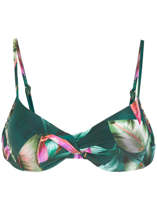 Fiji Leaf-Print Bikini Top