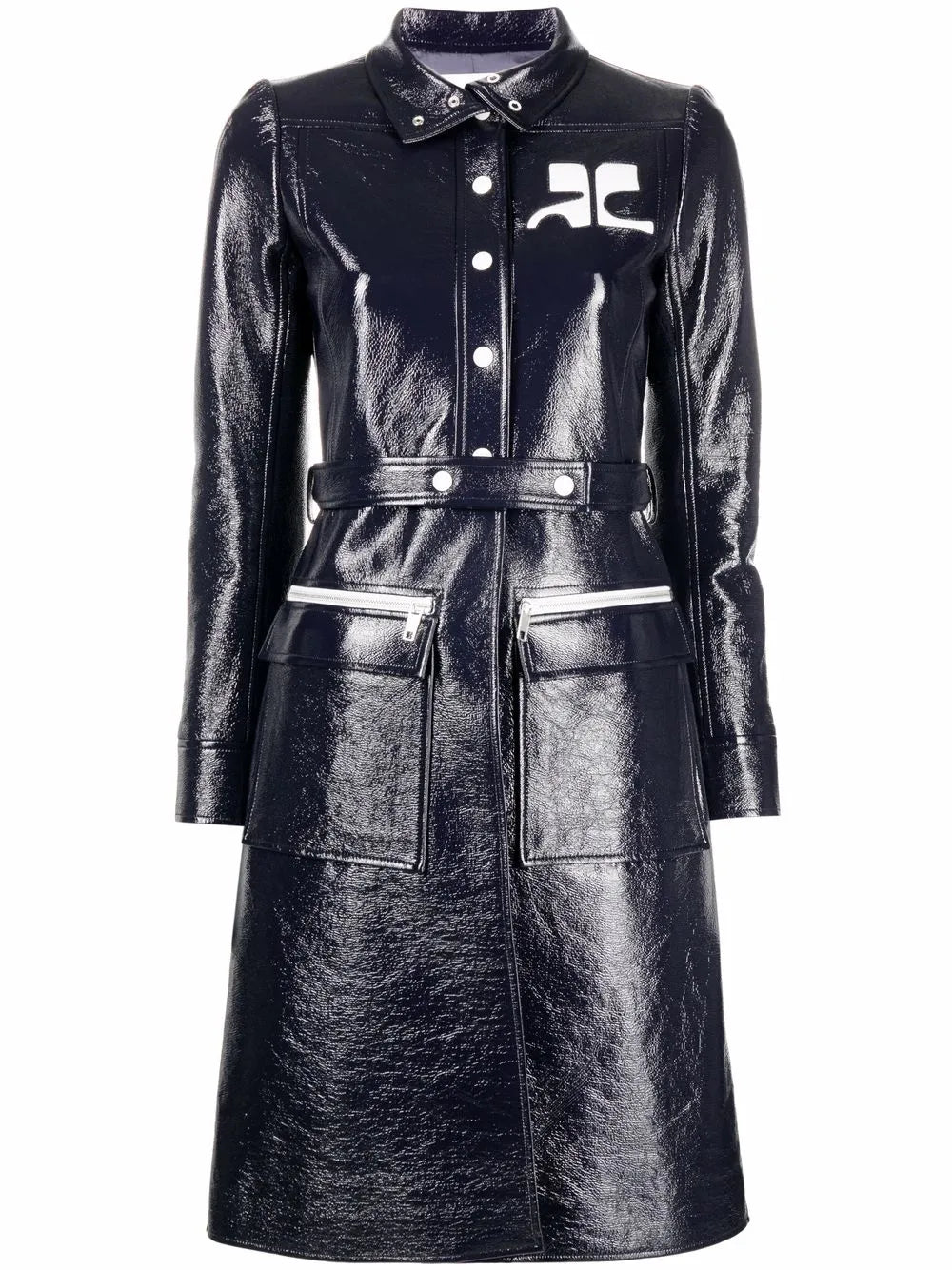 Logo-Appliqué Vinyl Trench Coat