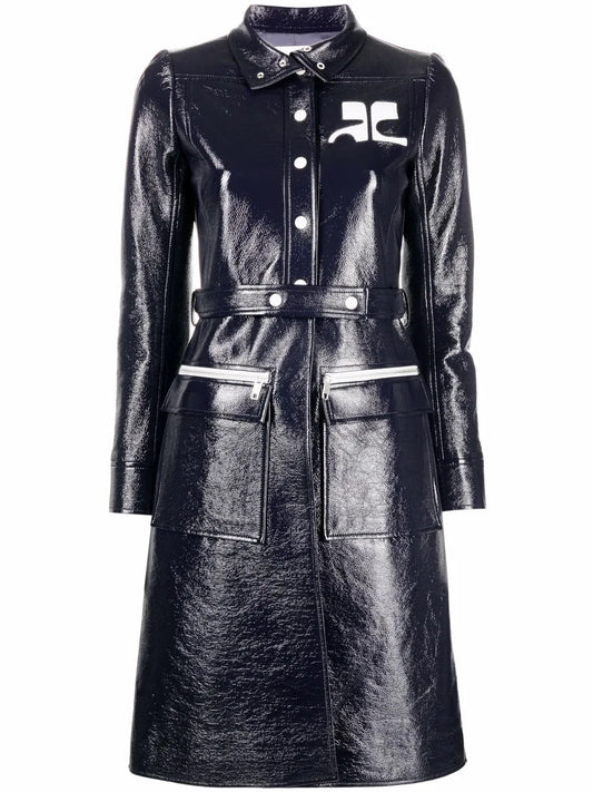 Logo-Appliqué Vinyl Trench Coat