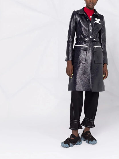 Logo-Appliqué Vinyl Trench Coat