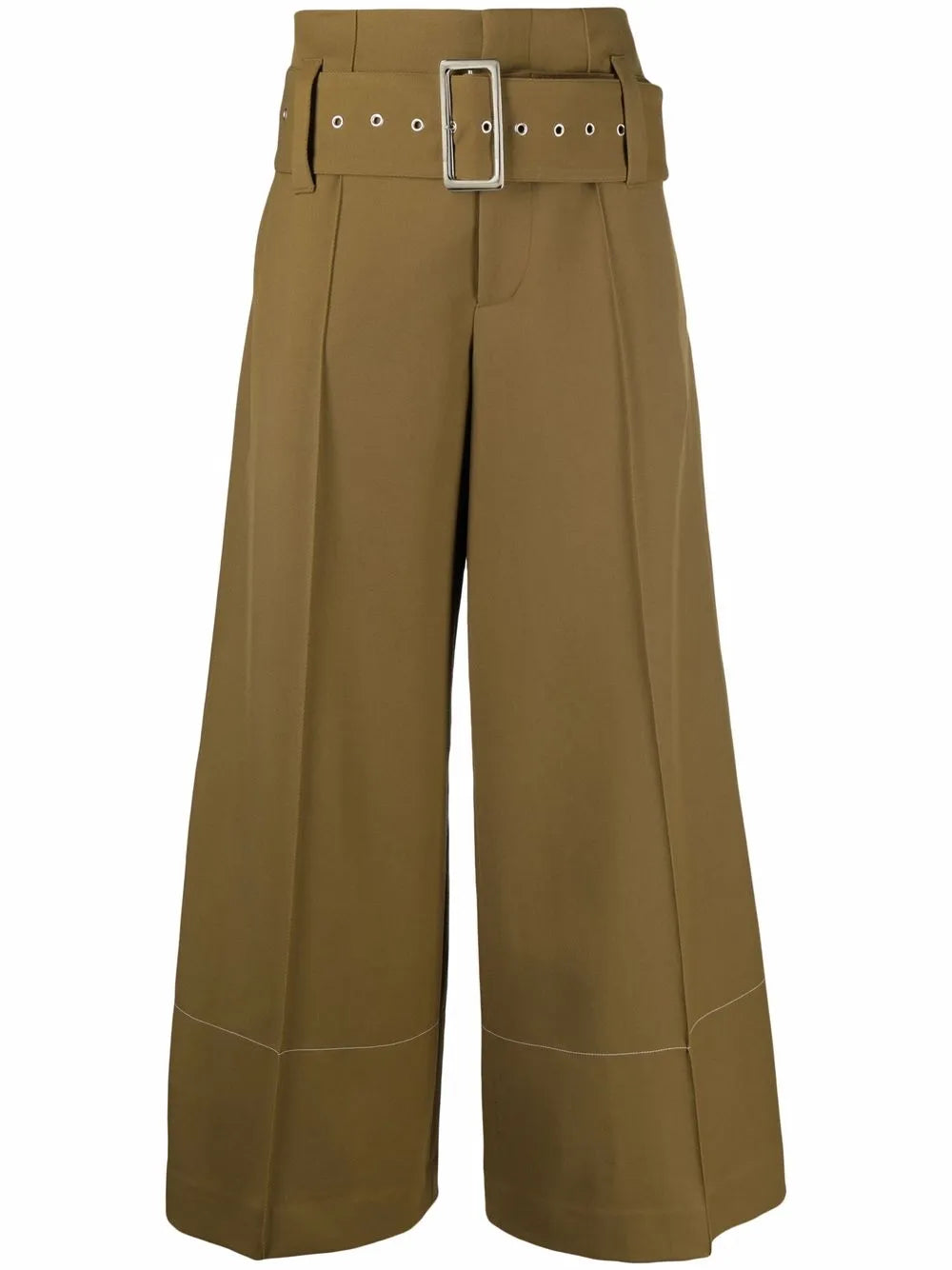 High-Waist Belted Wide-Leg Trousers