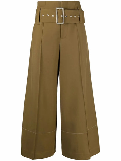 High-Waist Belted Wide-Leg Trousers