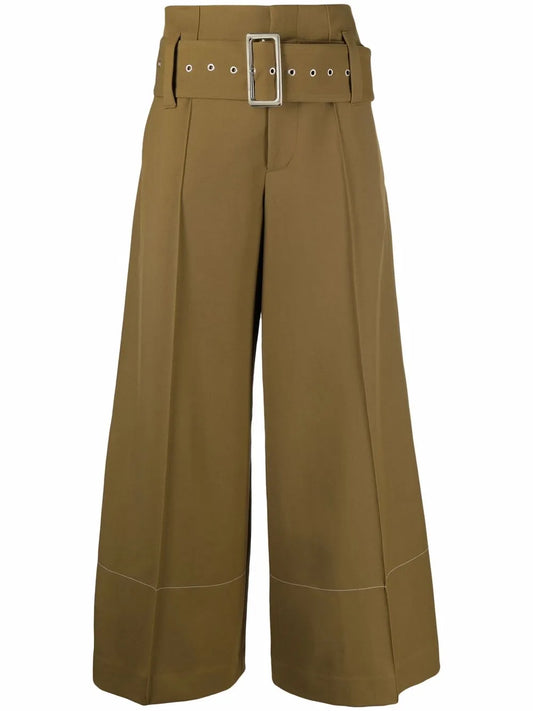 High-Waist Belted Wide-Leg Trousers