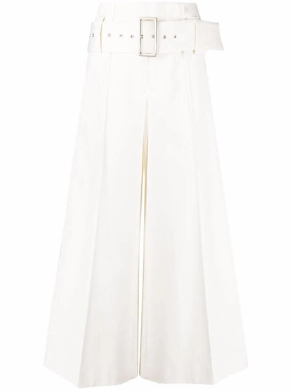 High-Waist Belted Wide-Leg Trousers