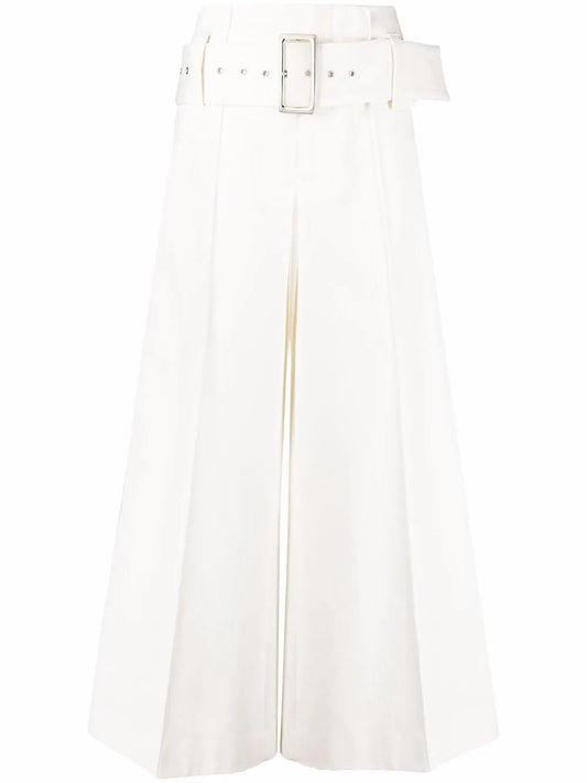 High-Waist Belted Wide-Leg Trousers