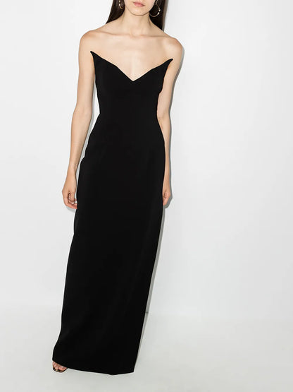 V-Neck Strapless Gown