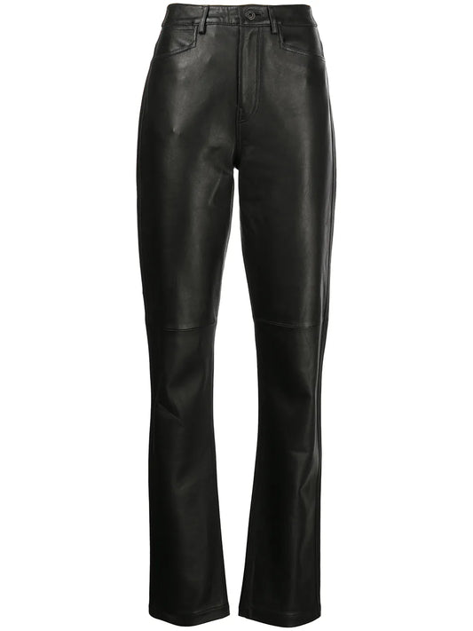 Straight-Leg Leather Trousers
