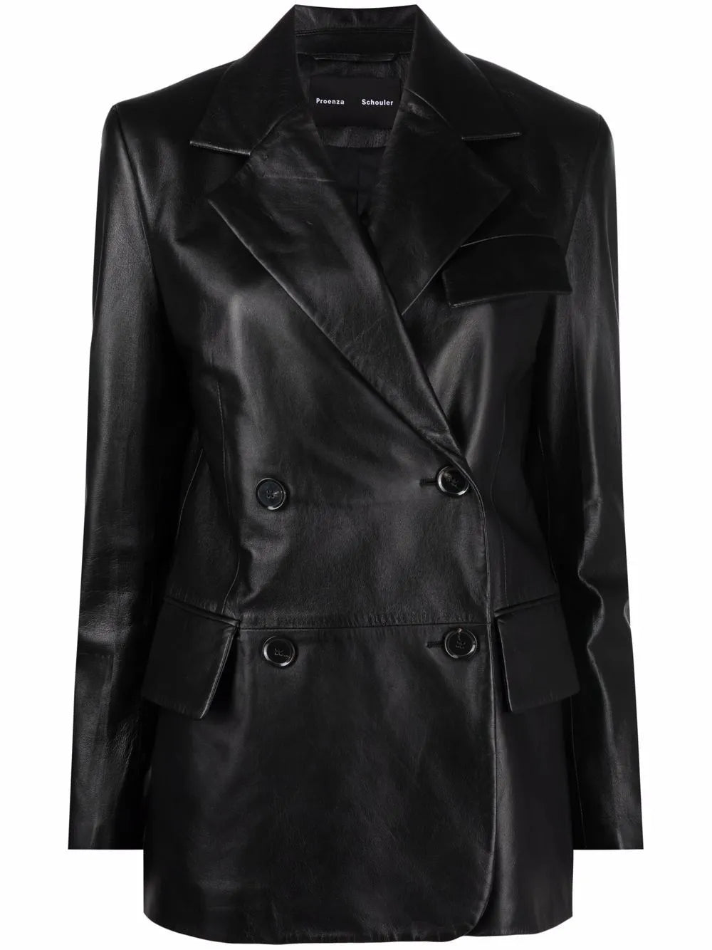 Single-Breasted Leather Blazer