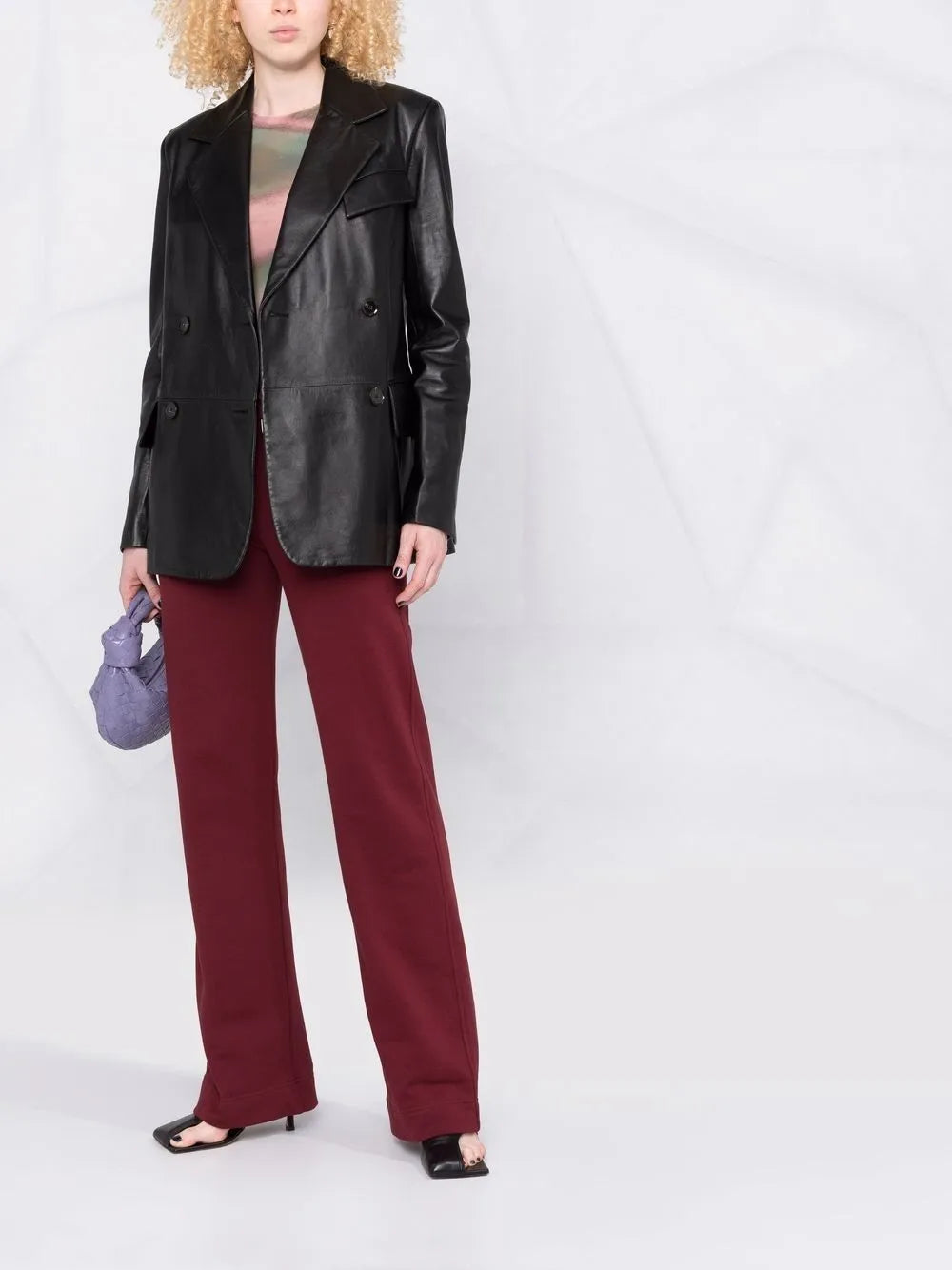 Single-Breasted Leather Blazer