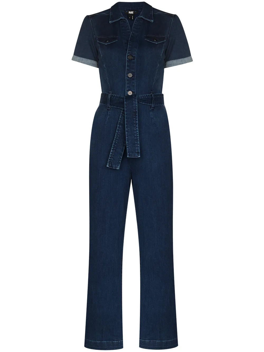 Anessa Short-Sleeve Denim Jumpsuit