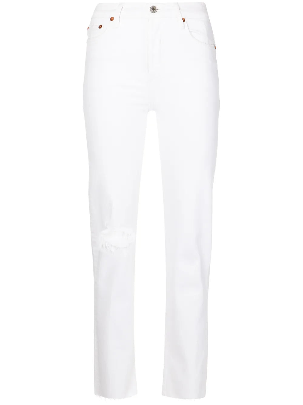 Distressed Straight-Leg Jeans