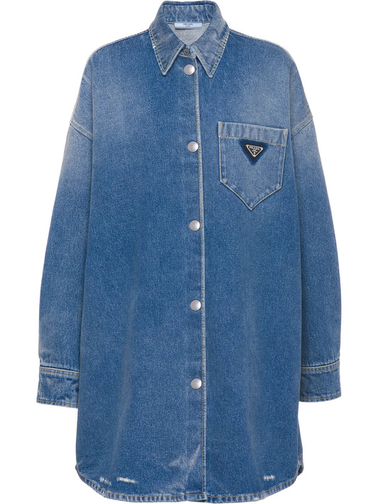 Triangle-Logo Denim Shirt
