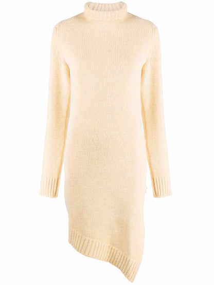Asymmetric-Hem Roll Neck Jumper