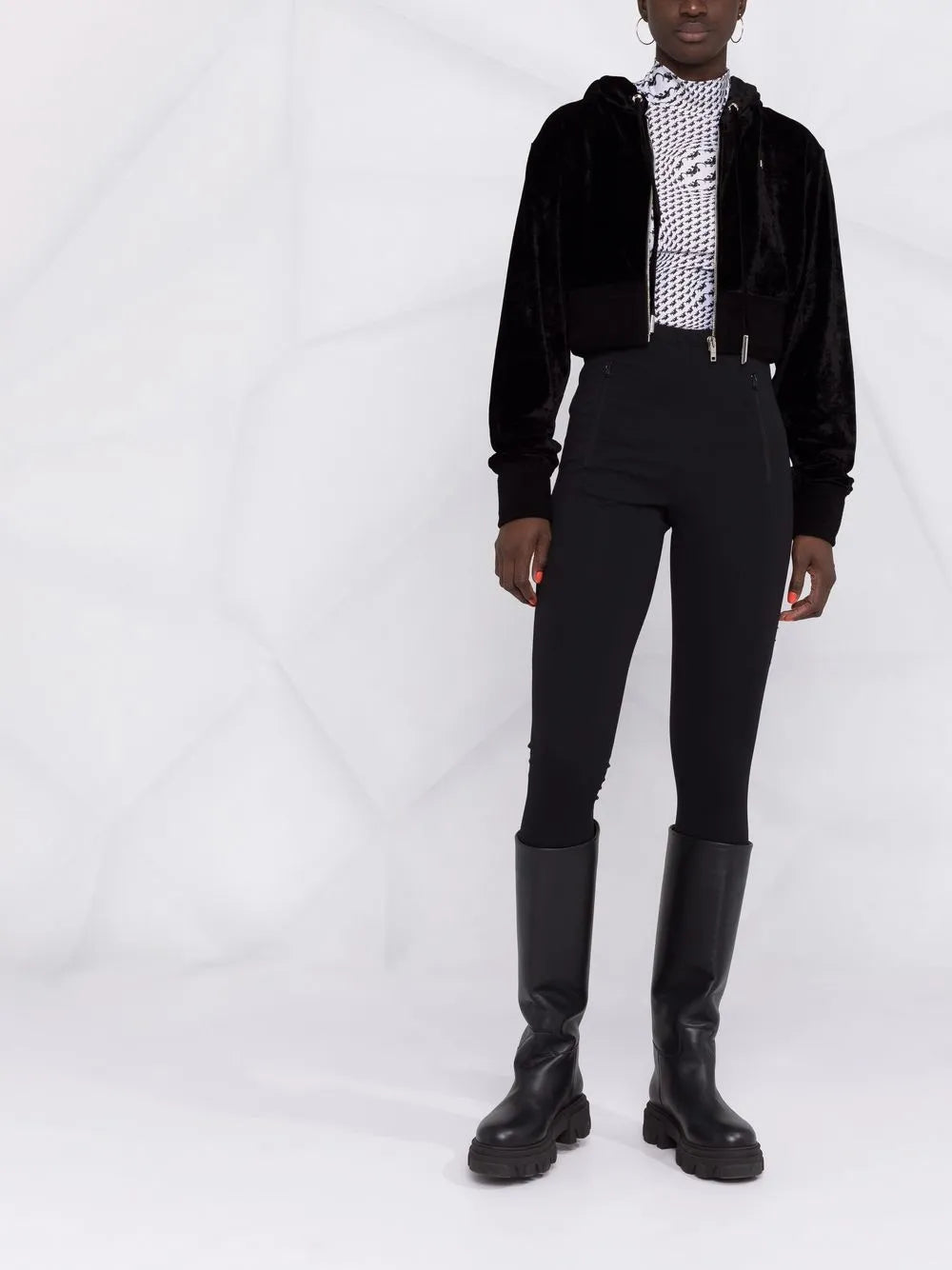 Cropped Velvet Hoodie