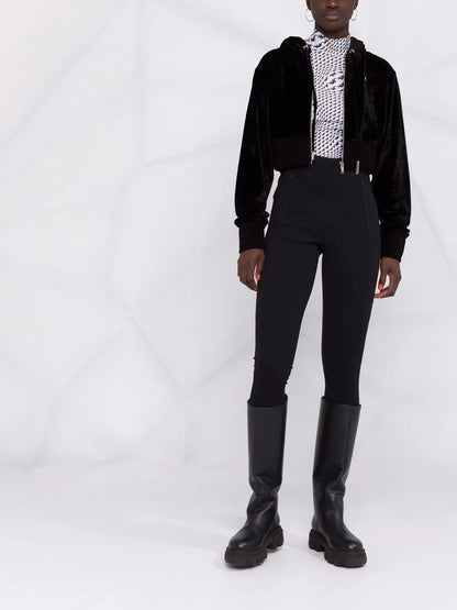Cropped Velvet Hoodie