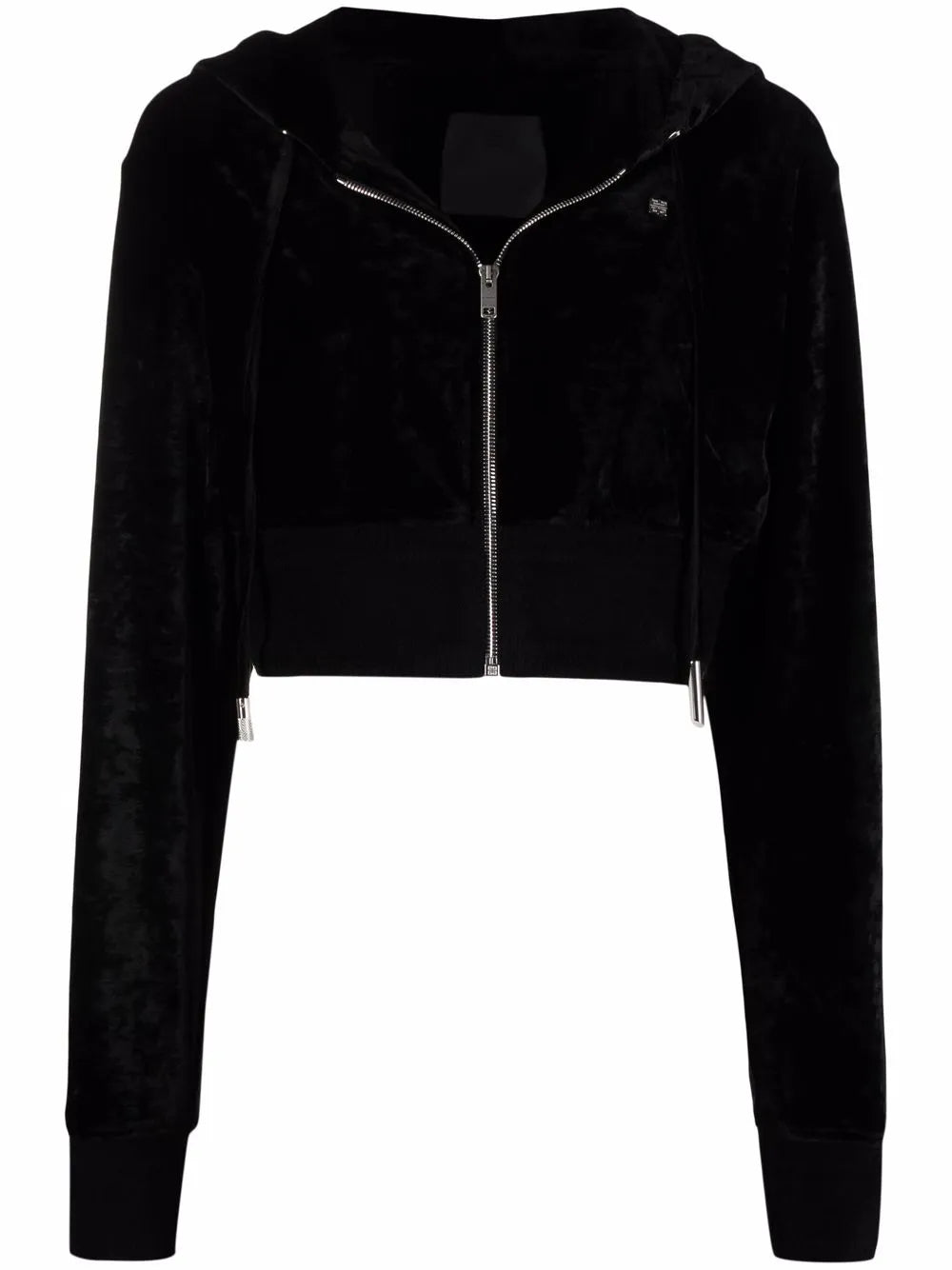 Cropped Velvet Hoodie