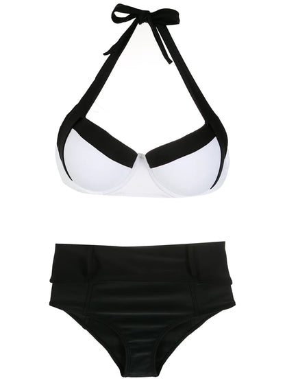 Two-Tone High Rise Bikini Set