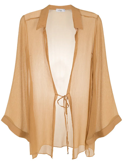 Tie-Front Silk Beach Cover-Up