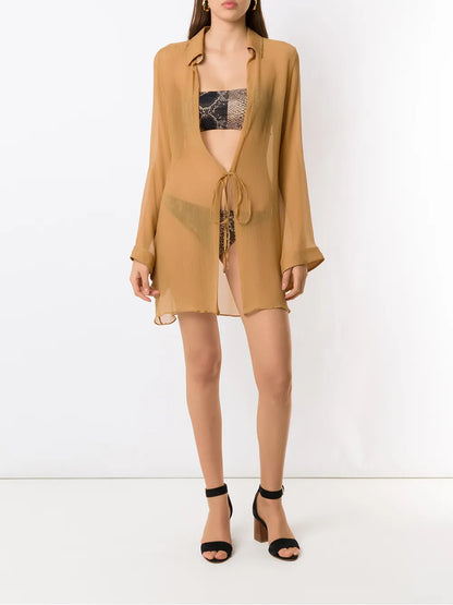 Tie-Front Silk Beach Cover-Up