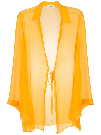 Tie-Front Silk Beach Cover-Up