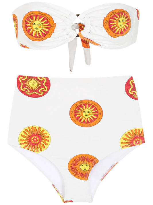 Printed High Rise Bikini Set