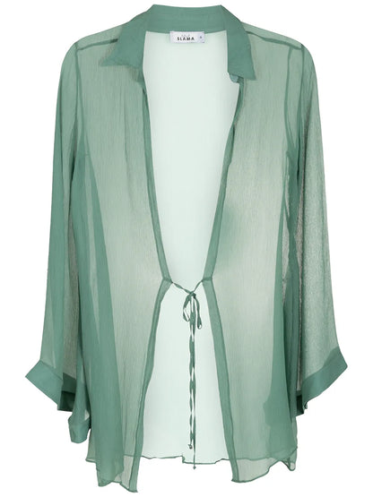 Tie-Front Silk Beach Cover-Up