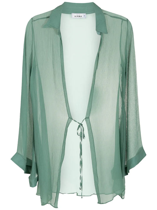 Tie-Front Silk Beach Cover-Up