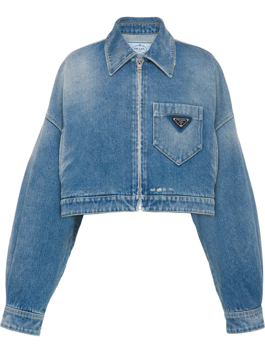 Cropped Organic-Denim Jacket