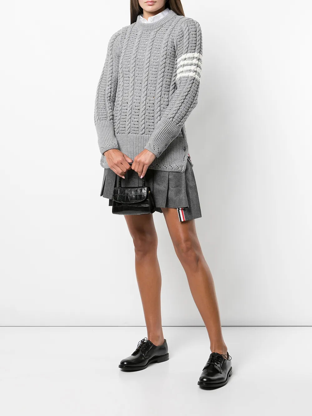 4-Bar Stripe Pleated Skirt