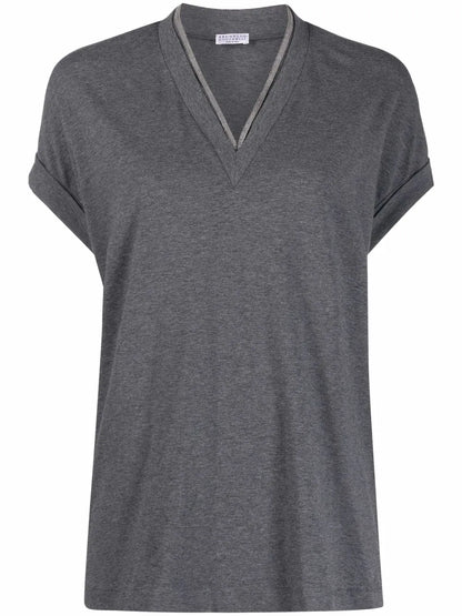 V-Neck Cap-Sleeve Top