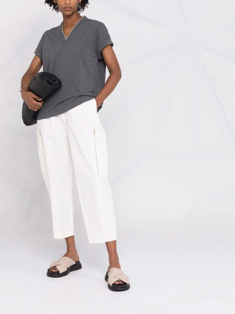 V-Neck Cap-Sleeve Top