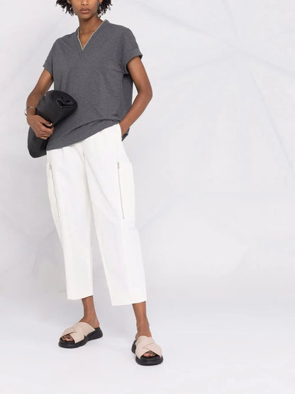 V-Neck Cap-Sleeve Top
