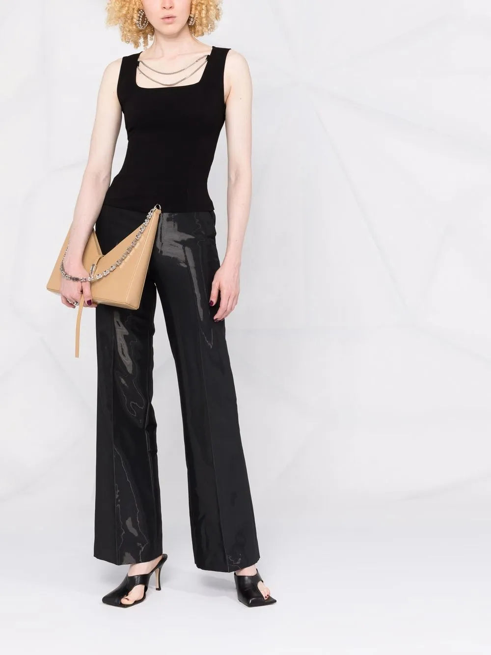 Chain-Detail Sleeveless Blouse
