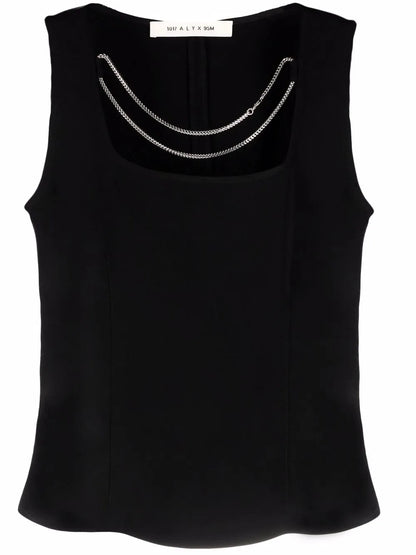 Chain-Detail Sleeveless Blouse