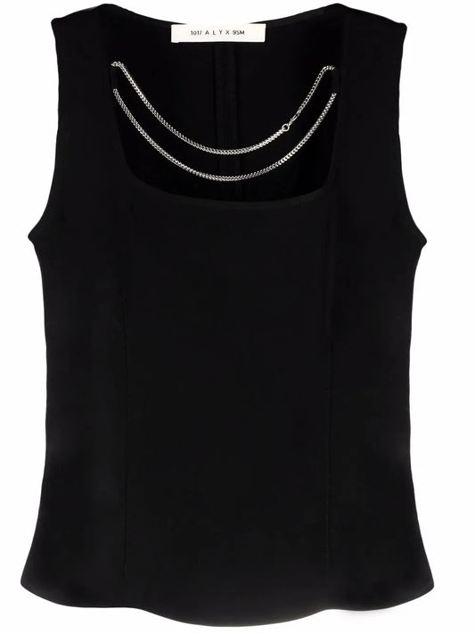 Chain-Detail Sleeveless Blouse