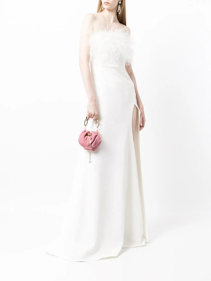 Linc Feather-Trim Detail Gown