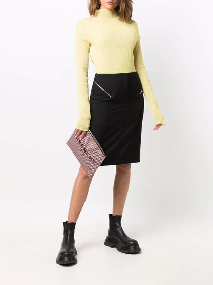 Zip-Embellished Pencil Skirt