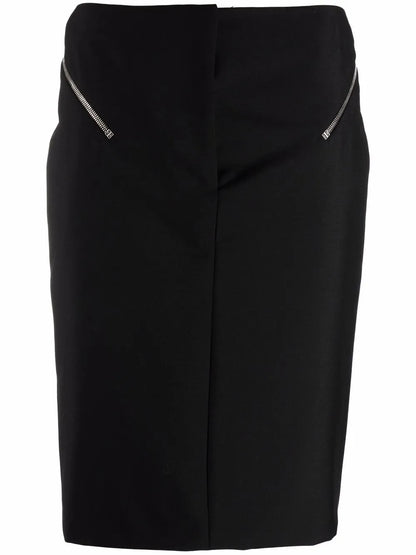 Zip-Embellished Pencil Skirt