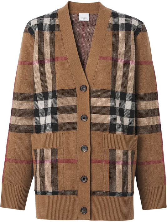 Checked Wool-Cashmere Blend Cardigan