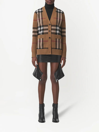 Checked Wool-Cashmere Blend Cardigan