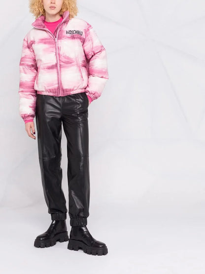 Brushstroke-Print Puffer Jacket