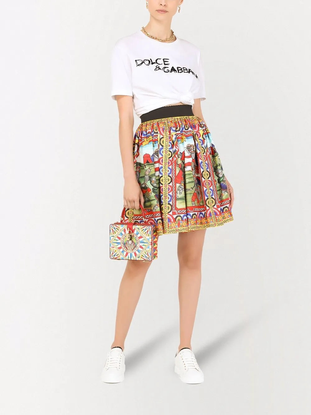 Graphic-Print A-Line Skirt