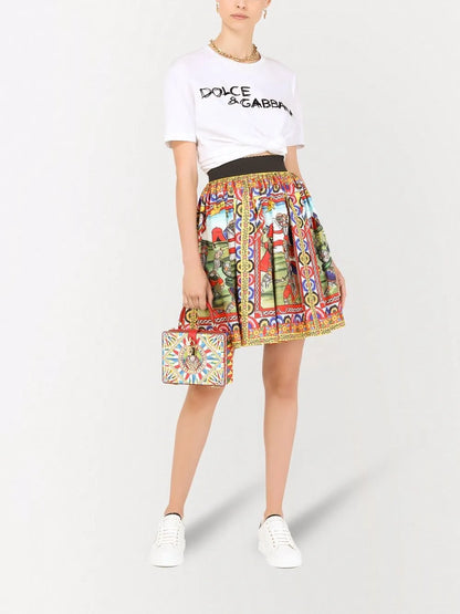 Graphic-Print A-Line Skirt