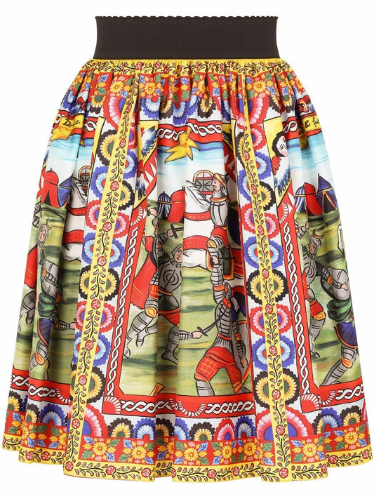 Graphic-Print A-Line Skirt