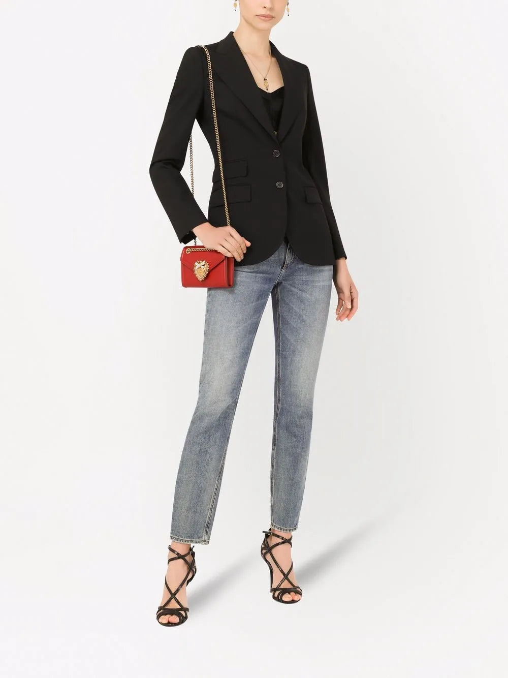 Peak-Lapel Single-Breasted Blazer