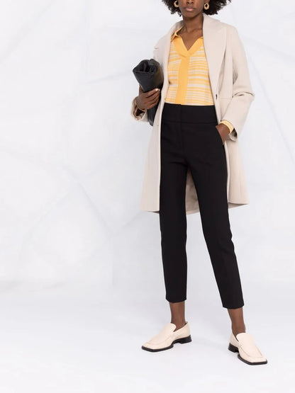 High-Rise Slim-Fit Trousers