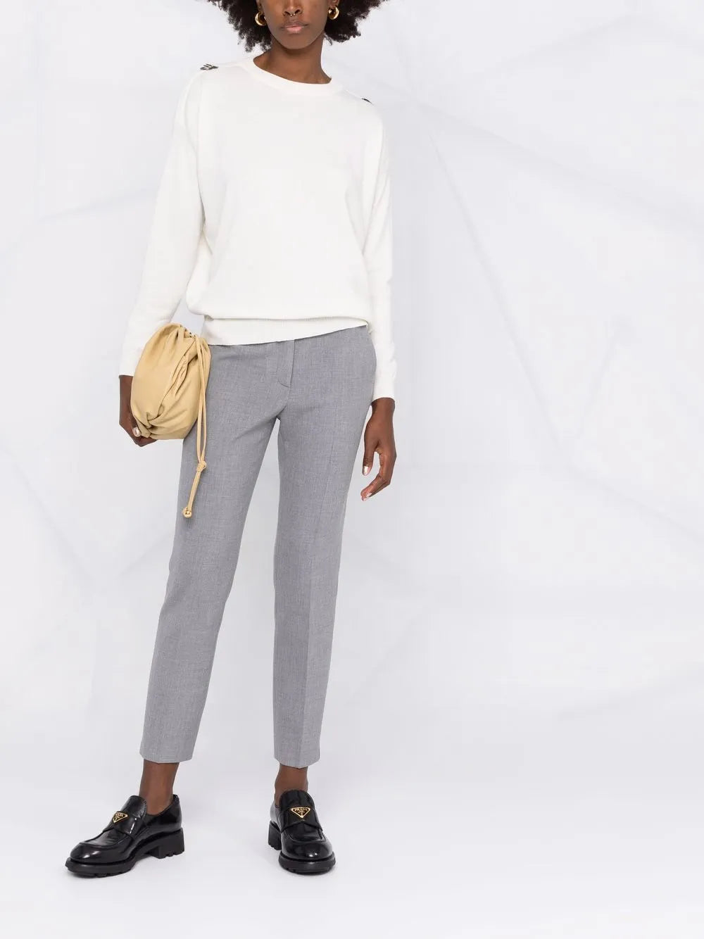 High-Rise Slim-Fit Trousers