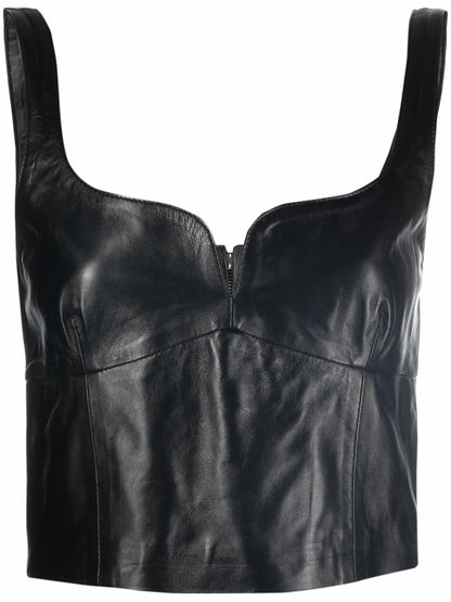 Cropped Leather Vest