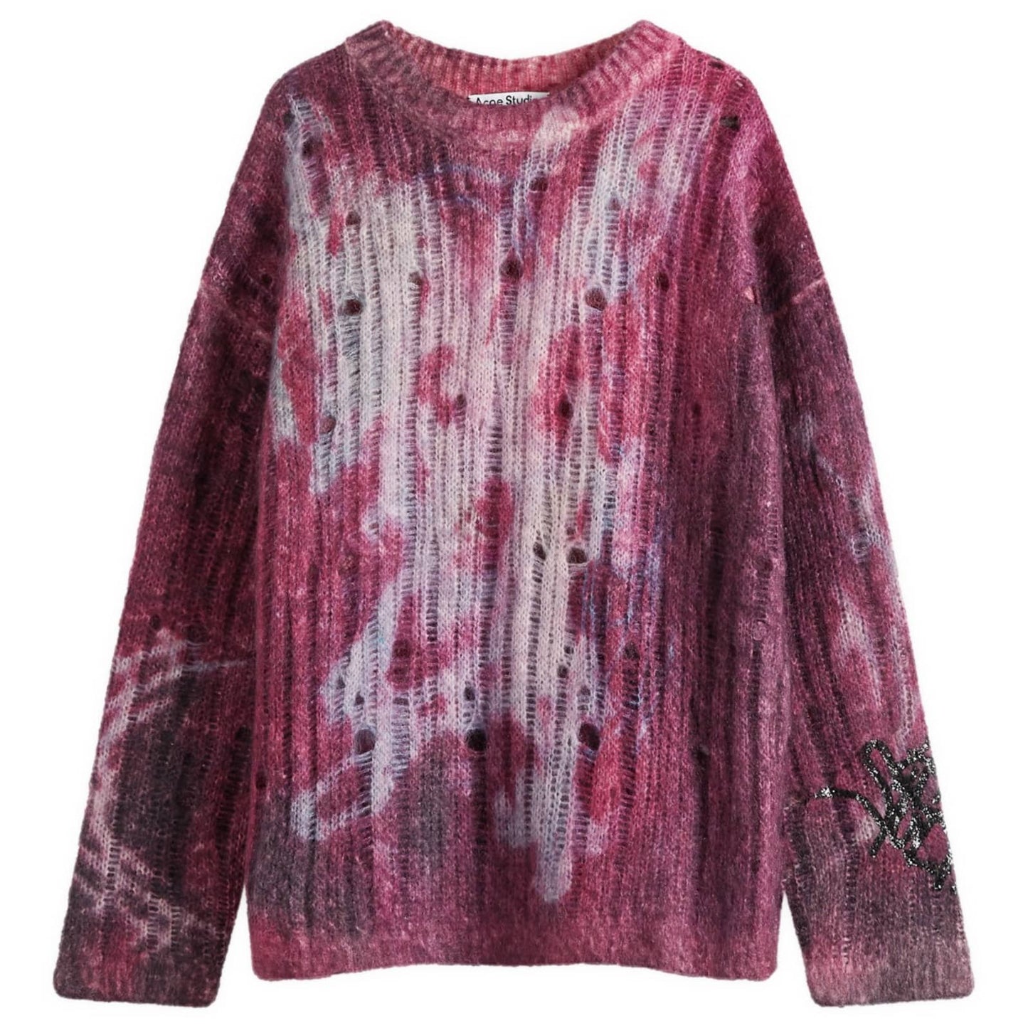 Distressed Mohair Crew Neck Knit