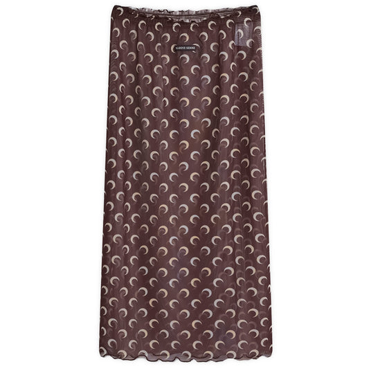 Moon Printed Mesh Midi Skirt